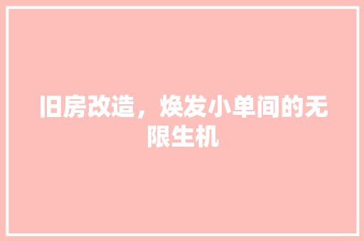 旧房改造，焕发小单间的无限生机