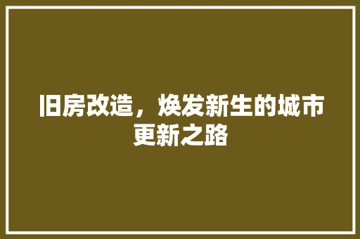 旧房改造，焕发新生的城市更新之路 汽车维修