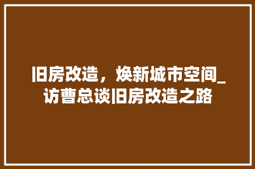 旧房改造，焕新城市空间_访曹总谈旧房改造之路 汽车维修