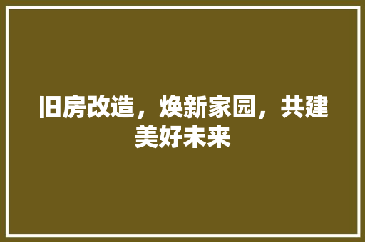 旧房改造，焕新家园，共建美好未来 汽车维修