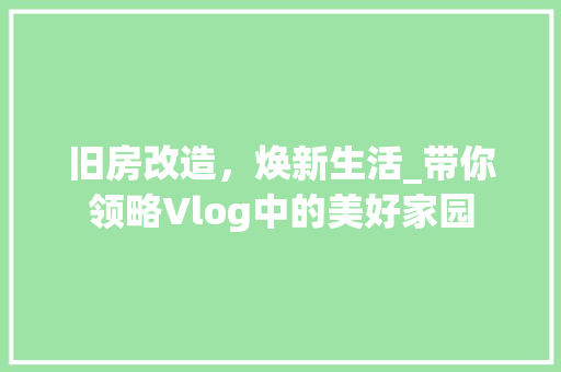旧房改造，焕新生活_带你领略Vlog中的美好家园 家电维修