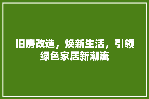 旧房改造，焕新生活，引领绿色家居新潮流 综合便民