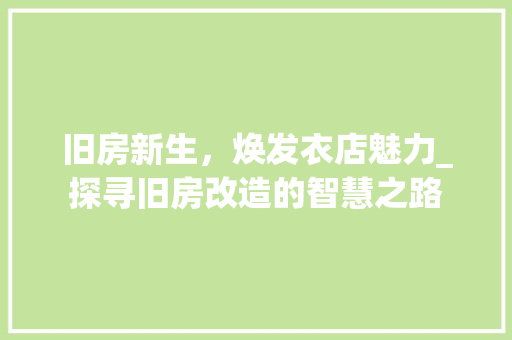 旧房新生，焕发衣店魅力_探寻旧房改造的智慧之路