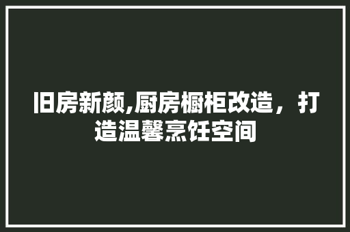 旧房新颜,厨房橱柜改造，打造温馨烹饪空间 汽车维修