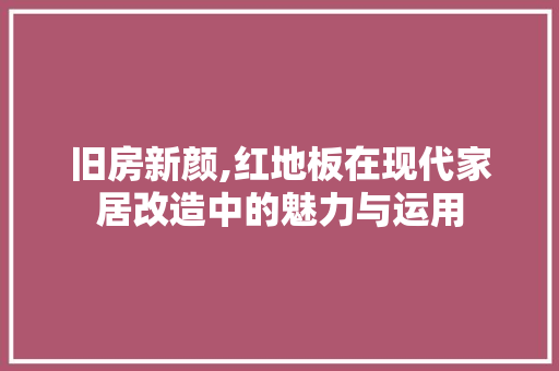 旧房新颜,红地板在现代家居改造中的魅力与运用 家电维修