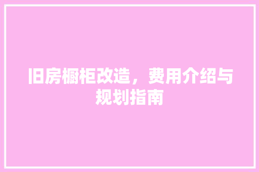 旧房橱柜改造，费用介绍与规划指南 厨房维修