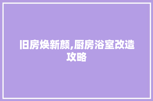 旧房焕新颜,厨房浴室改造攻略 汽车维修