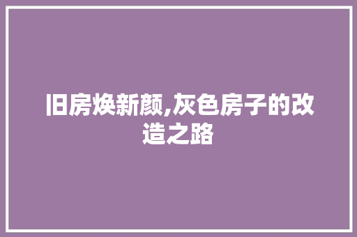 旧房焕新颜,灰色房子的改造之路 家电维修