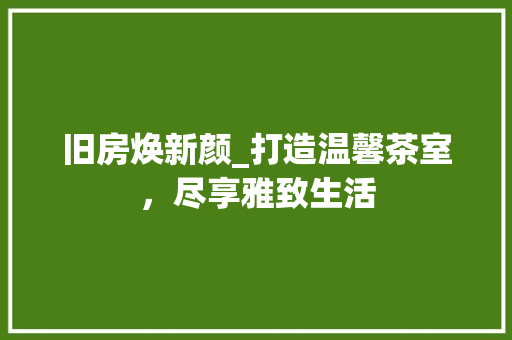 旧房焕新颜_打造温馨茶室，尽享雅致生活