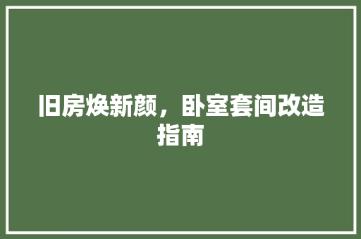 旧房焕新颜，卧室套间改造指南 厨房维修