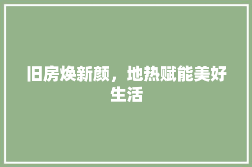 旧房焕新颜，地热赋能美好生活 厨房维修