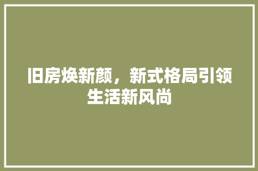 旧房焕新颜，新式格局引领生活新风尚 家电维修