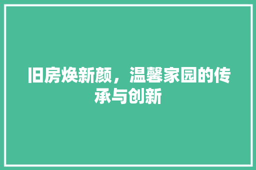 旧房焕新颜，温馨家园的传承与创新 家电维修
