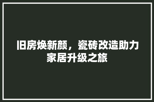 旧房焕新颜，瓷砖改造助力家居升级之旅