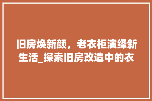 旧房焕新颜，老衣柜演绎新生活_探索旧房改造中的衣柜设计艺术 汽车维修