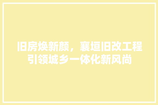 旧房焕新颜，襄垣旧改工程引领城乡一体化新风尚 墙体维修