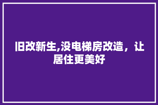 旧改新生,没电梯房改造，让居住更美好