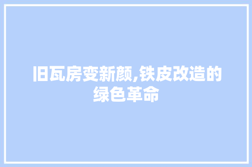 旧瓦房变新颜,铁皮改造的绿色革命 家电维修