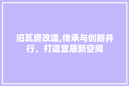 旧瓦房改造,传承与创新并行，打造宜居新空间 综合便民