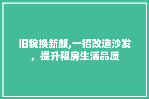 旧貌换新颜,一招改造沙发，提升租房生活品质 家电维修
