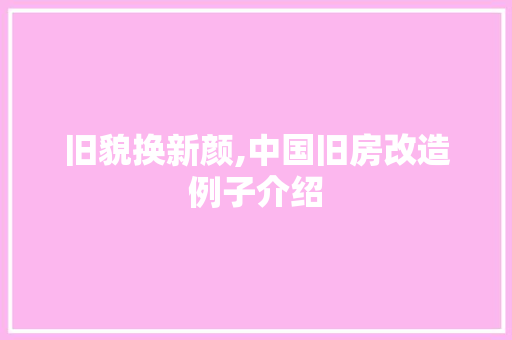 旧貌换新颜,中国旧房改造例子介绍