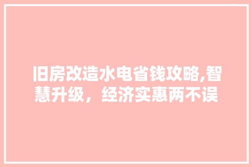 旧房改造水电省钱攻略,智慧升级，经济实惠两不误 汽车维修