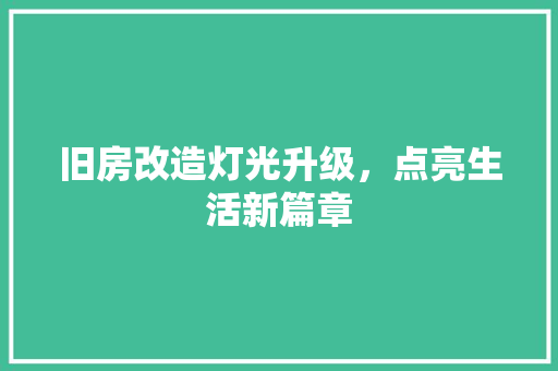 旧房改造灯光升级，点亮生活新篇章 厨房维修