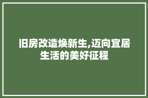 旧房改造焕新生,迈向宜居生活的美好征程 汽车维修