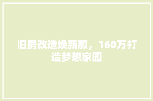 旧房改造焕新颜，160万打造梦想家园 家电维修