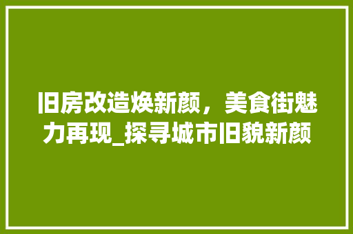 旧房改造焕新颜，美食街魅力再现_探寻城市旧貌新颜背后的故事