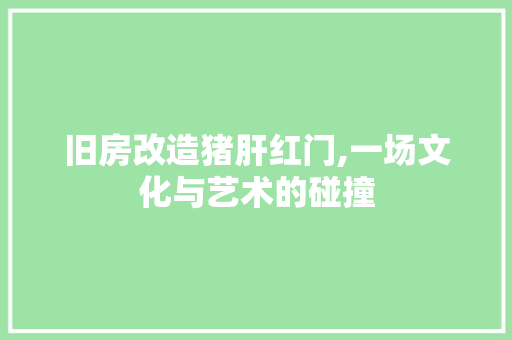 旧房改造猪肝红门,一场文化与艺术的碰撞 厨房维修
