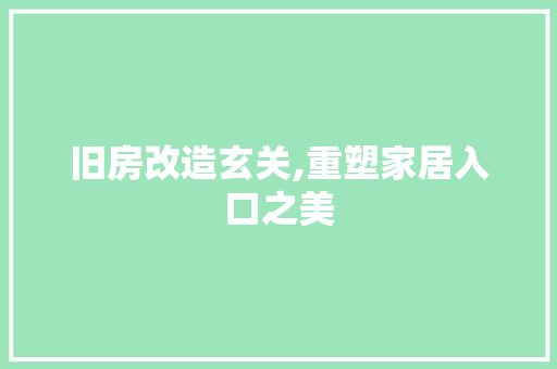 旧房改造玄关,重塑家居入口之美 墙体维修