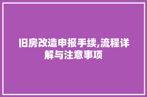 旧房改造申报手续,流程详解与注意事项 汽车维修