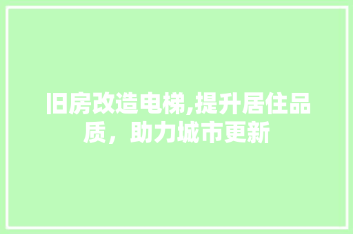 旧房改造电梯,提升居住品质，助力城市更新 厨房维修