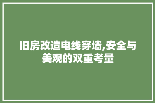 旧房改造电线穿墙,安全与美观的双重考量 厨房维修