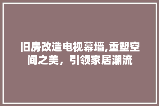 旧房改造电视幕墙,重塑空间之美，引领家居潮流 墙体维修
