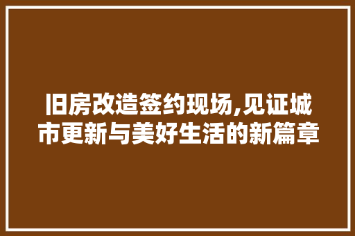 旧房改造签约现场,见证城市更新与美好生活的新篇章