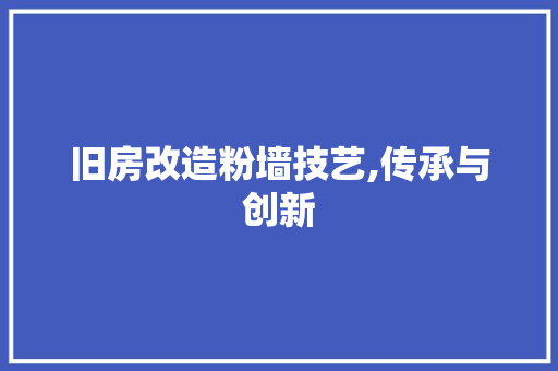 旧房改造粉墙技艺,传承与创新 综合便民