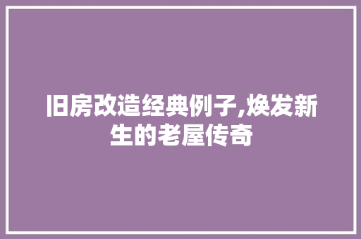 旧房改造经典例子,焕发新生的老屋传奇