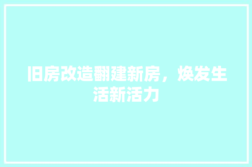 旧房改造翻建新房，焕发生活新活力 墙体维修