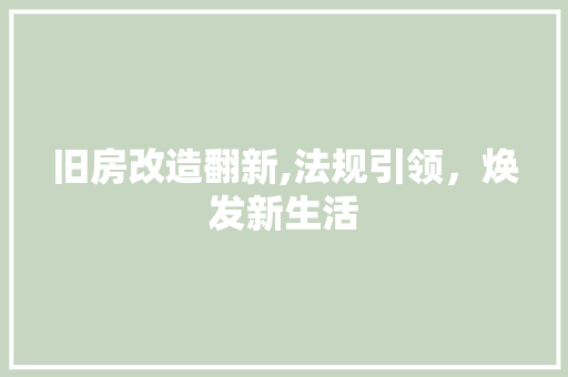 旧房改造翻新,法规引领，焕发新生活