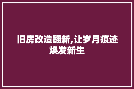 旧房改造翻新,让岁月痕迹焕发新生 家电维修