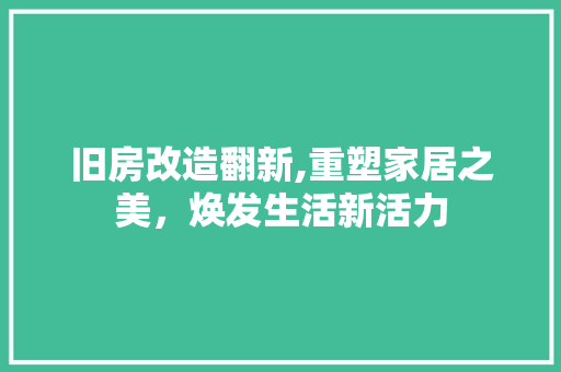 旧房改造翻新,重塑家居之美，焕发生活新活力 家电维修