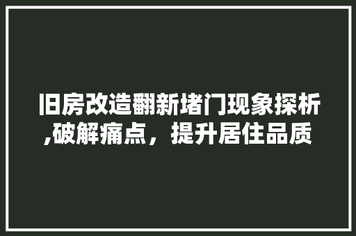 旧房改造翻新堵门现象探析,破解痛点，提升居住品质