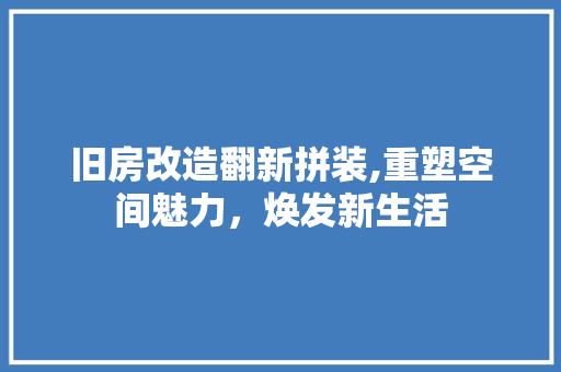 旧房改造翻新拼装,重塑空间魅力，焕发新生活