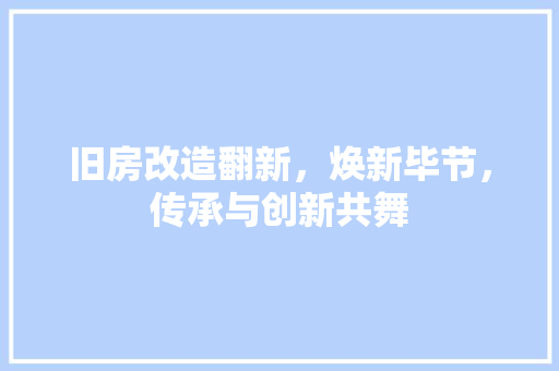 旧房改造翻新，焕新毕节，传承与创新共舞 汽车维修