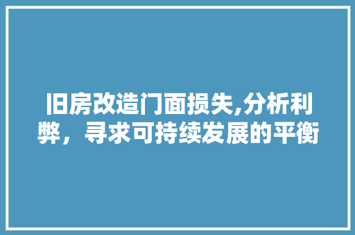 旧房改造门面损失,分析利弊，寻求可持续发展的平衡之路 家电维修