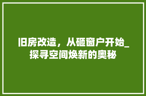 旧房改造，从砸窗户开始_探寻空间焕新的奥秘 综合便民