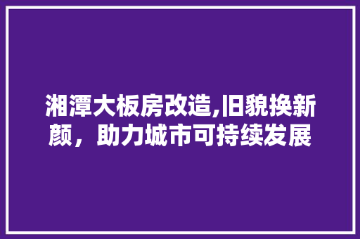 湘潭大板房改造,旧貌换新颜，助力城市可持续发展 综合便民