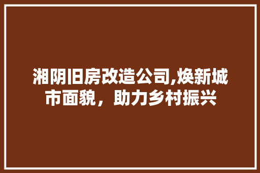 湘阴旧房改造公司,焕新城市面貌，助力乡村振兴
